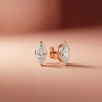 1.5Ct Moissanite Sleek Marquise Cut Stud Earrings Rose Gold