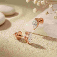 1.5Ct Moissanite Sleek Marquise Cut Stud Earrings Rose Gold