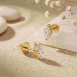 1.5Ct Moissanite Sleek Marquise Cut Stud Earrings Gold