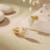 1.5Ct Moissanite Sleek Marquise Cut Stud Earrings Gold