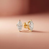 1.5Ct Moissanite Sleek Marquise Cut Stud Earrings Gold