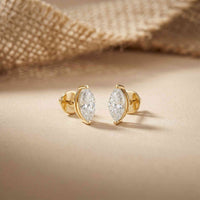 1.5Ct Moissanite Sleek Marquise Cut Stud Earrings Gold