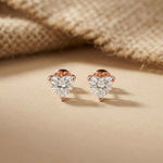 1.5Ct Moissanite Classic Heart Cut Solitaire Stud Earrings Rose Gold