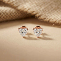 1.5Ct Moissanite Classic Heart Cut Solitaire Stud Earrings Rose Gold