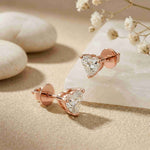 1.5Ct Moissanite Classic Heart Cut Solitaire Stud Earrings Rose Gold