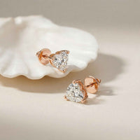 1.5Ct Moissanite Classic Heart Cut Solitaire Stud Earrings Rose Gold