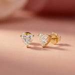 1.5Ct Moissanite Classic Heart Cut Solitaire Stud Earrings Gold