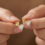 1.5Ct Moissanite Classic Heart Cut Solitaire Stud Earrings Gold