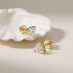 1.5Ct Moissanite Classic Heart Cut Solitaire Stud Earrings Gold