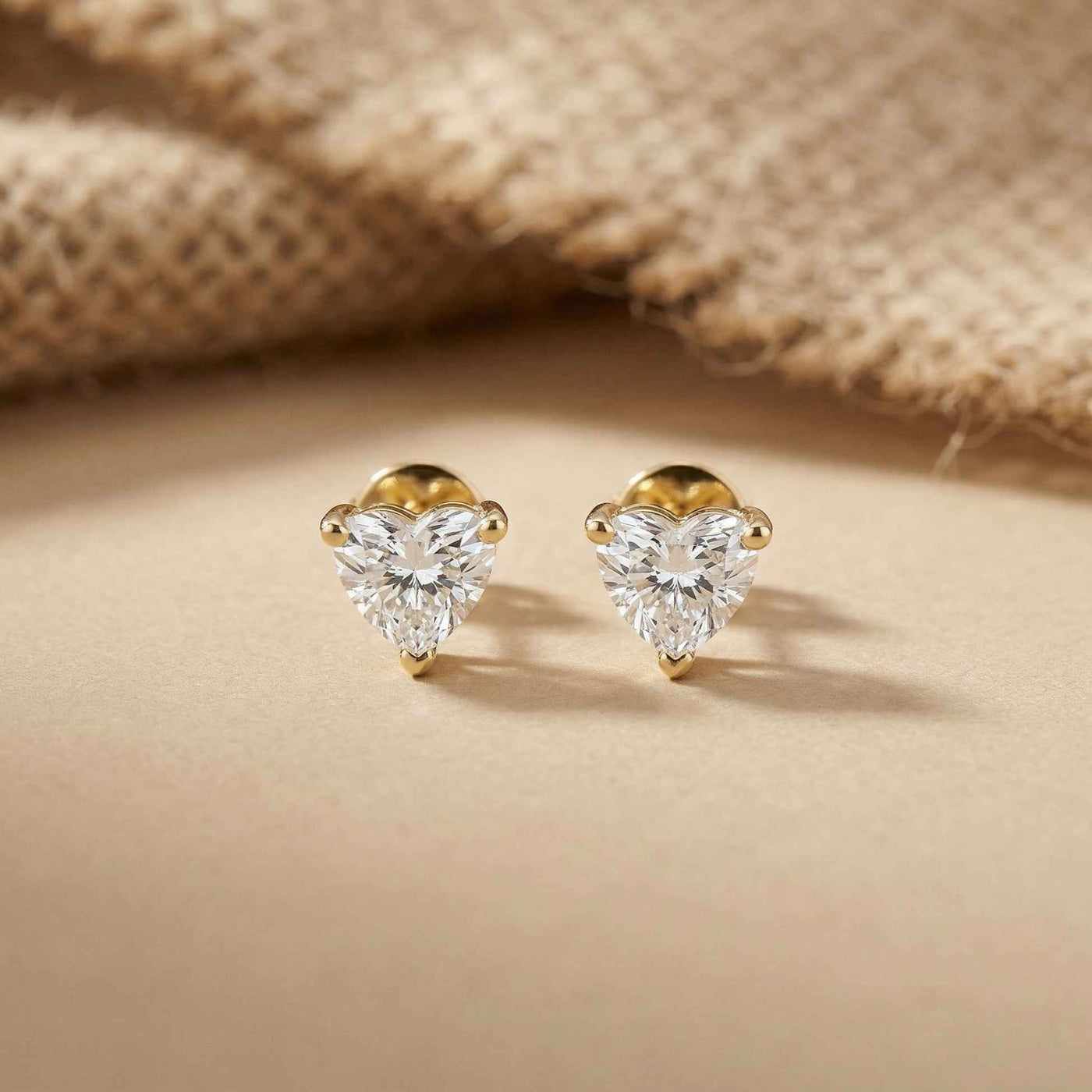 1.5Ct Moissanite Classic Heart Cut Solitaire Stud Earrings Gold