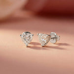 1.5Ct Moissanite Classic Heart Cut Solitaire Stud Earrings White