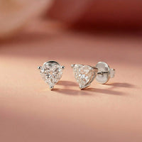 1.5Ct Moissanite Classic Heart Cut Solitaire Stud Earrings White