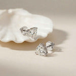 1.5Ct Moissanite Classic Heart Cut Solitaire Stud Earrings White