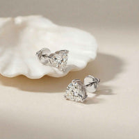 1.5Ct Moissanite Classic Heart Cut Solitaire Stud Earrings White