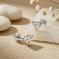 1.5Ct Moissanite Classic Heart Cut Solitaire Stud Earrings White