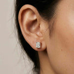2.5Ct Moissanite Emerald Cut Solitaire Stud Earrings Rose Gold