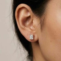 2.5Ct Moissanite Emerald Cut Solitaire Stud Earrings Rose Gold
