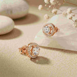 2.52Ct Moissanite Classic Halo Stud Earrings Rose Gold
