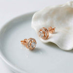2.52Ct Moissanite Classic Halo Stud Earrings Rose Gold