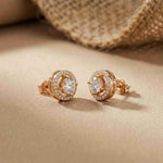 2.52Ct Moissanite Classic Halo Stud Earrings Rose Gold