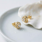 2.52Ct Moissanite Classic Halo Stud Earrings Gold