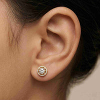 2.52Ct Moissanite Classic Halo Stud Earrings Gold