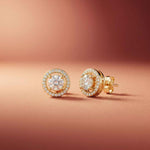2.52Ct Moissanite Classic Halo Stud Earrings Gold