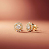 2.52Ct Moissanite Classic Halo Stud Earrings Gold