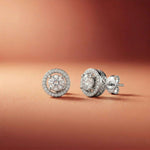 2.52Ct Moissanite Classic Halo Stud Earrings White