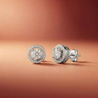 2.52Ct Moissanite Classic Halo Stud Earrings White