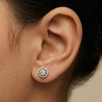 2.52Ct Moissanite Classic Halo Stud Earrings White