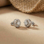 2.52Ct Moissanite Classic Halo Stud Earrings White