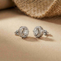2.52Ct Moissanite Classic Halo Stud Earrings White