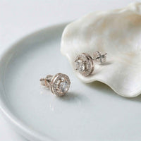 2.52Ct Moissanite Classic Halo Stud Earrings White