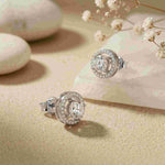 2.52Ct Moissanite Classic Halo Stud Earrings White