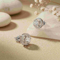 2.52Ct Moissanite Classic Halo Stud Earrings White