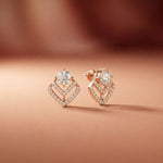 3.41Ct Moissanite Chevron Halo Drop Stud Earrings