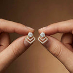 3.41Ct Moissanite Chevron Halo Drop Stud Earrings