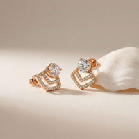 3.41Ct Moissanite Chevron Halo Drop Stud Earrings