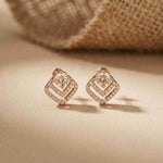 3.41Ct Moissanite Chevron Halo Drop Stud Earrings