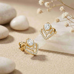 3.41Ct Moissanite Chevron Halo Drop Stud Earrings