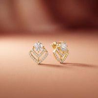 3.41Ct Moissanite Chevron Halo Drop Stud Earrings