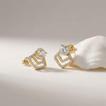 3.41Ct Moissanite Chevron Halo Drop Stud Earrings