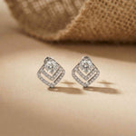 3.41Ct Moissanite Chevron Halo Drop Stud Earrings