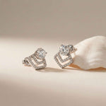 3.41Ct Moissanite Chevron Halo Drop Stud Earrings