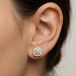 3.89Ct Moissanite Double Halo Cushion Stud Earrings Gold
