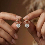 2.5Ct Moissanite Geometric Chevron Drop Stud Earrings Rose Gold