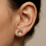 2.5Ct Moissanite Geometric Chevron Drop Stud Earrings Rose Gold