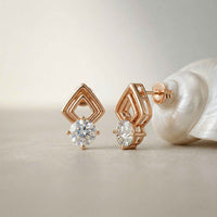 2.5Ct Moissanite Geometric Chevron Drop Stud Earrings Rose Gold