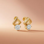 2.5Ct Moissanite Geometric Chevron Drop Stud Earrings Gold